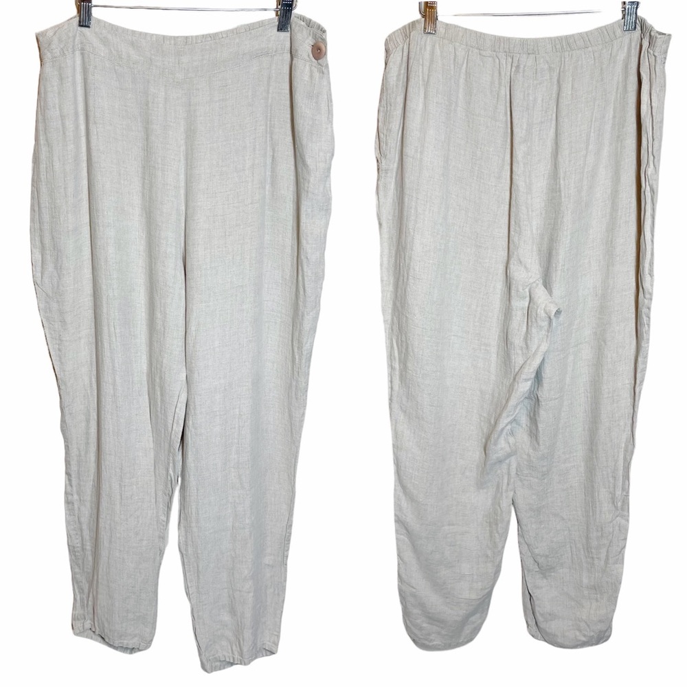 Flax Beige Linen Casual Pants Size Large